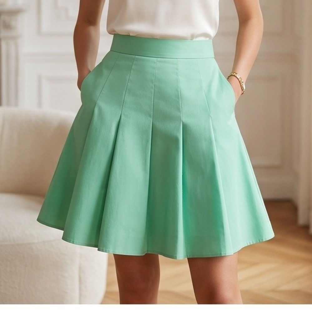 Lauren Ralph Lauren 16‎ Silk Pleated Midi Skirt Cypress Green NWT